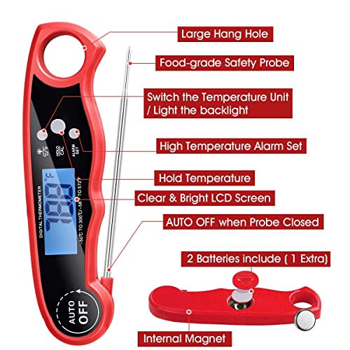 Kimje Meat Thermometer, Dual Probe Instant Read Food Meat Thermometer