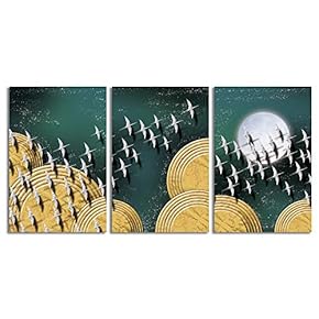 Canvas Wall Art Abstract Beautiful Sky Fantasy Painting Artwork for Home Prints Framed - 16"x24" x 3 Panels