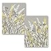 2 Grey, White and Yellow Floral Meadow Print Set; 2-11x14