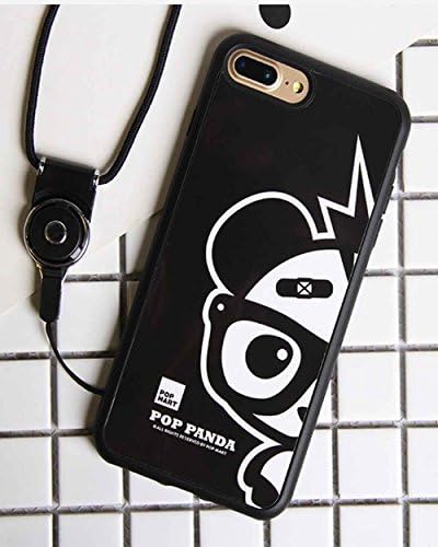 iPhone 7 Plus Case, Ranbio Creative Design Cute Panda Neck Strap Soft Silicone Protective Case for iPhone 7 Plus 5.5 (Black)