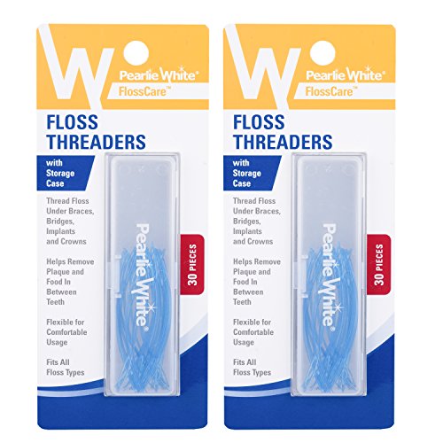 Pearlie White Floss Threaders With Storage Case, Pack of 2