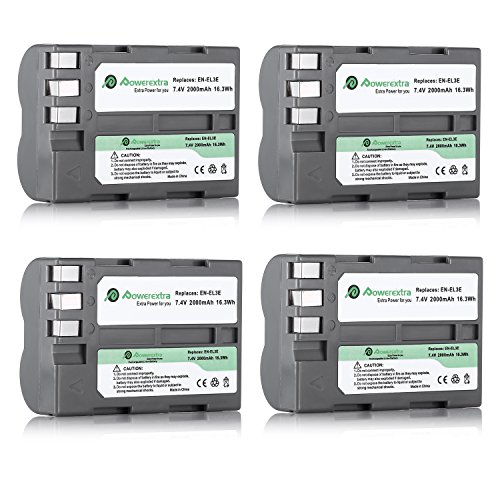 Powerextra 4 Pack High Capacity Replacement Nikon EN-EL3E Battery for Nikon D50, D70, D70s, D80, D90, D100, D200, D300, D300S, D700 Digital SLR Cameras Powerextra 4 Pack High Capacity Replacement Nikon EN-EL3E Battery for Nikon D50, D70, D70s, D80, D90, D100, D200, D300, D300S, D700 Digital SLR Cameras