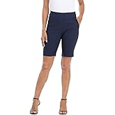 HDE Women's Pull On Bermuda Shorts Mid Rise 10" Inseam Shorts with Pockets