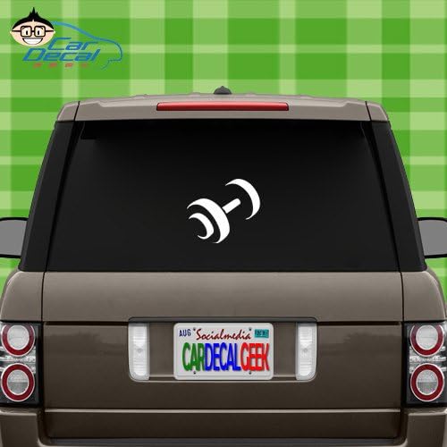 3D Dumbbell Vinyl Decal Sticker Bumper Cling for Car Truck Window Laptop Macbook Wall Cooler Tumbler | Die-cut/No Background | Multi Sizes/Colors | by Car Decal Geek-Silver, 20"
