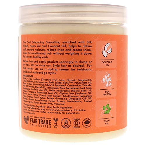 SheaMoisture Curl Enhancing Smoothie Hair Cream Coconut and Hibiscus for Thick, Curly Hair Sulfate Free and Paraben Free Curl Cream 20 oz