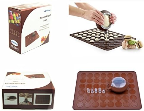 DRFUNDA Macaroon Making Set-48 Capacity Macarons Moulds Silicone Baking Mat and Decorating Pen Icing Tips with 4 Nozzles