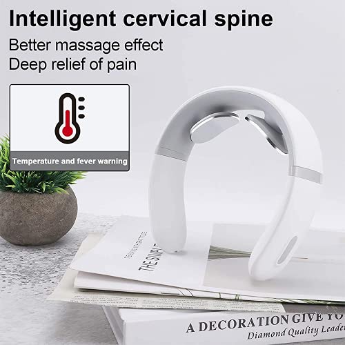 Neck Massager with Heat, Pain Relief, Cordless Intelligent Neck Massager, Portable Deep Tissue Trigger Point Massager, Gifts for Women Men, Home, Outdoor, Office use - White