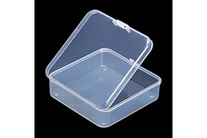 DKAOVH 5 Pack Clear Plastic Beads Storage Containers Box with Hinged Lid for Beads and More (3.3 x 3.3 x 1.1 Inch)