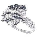 EVER FAITH® Silver-Tone Sleeping Pegasus Austrian Crystal Bracelet Black