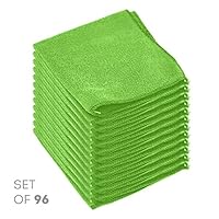 Super Soft Microfiber Cleaning Cloth - Set of 96 Green Washcloths - 16 x 16 Inches - By Etienne Alair