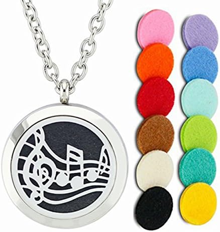 Aromatherapy Essential Oil Diffuser Necklace-Stainless Steel Locket Pendant with 12 Refill Pads