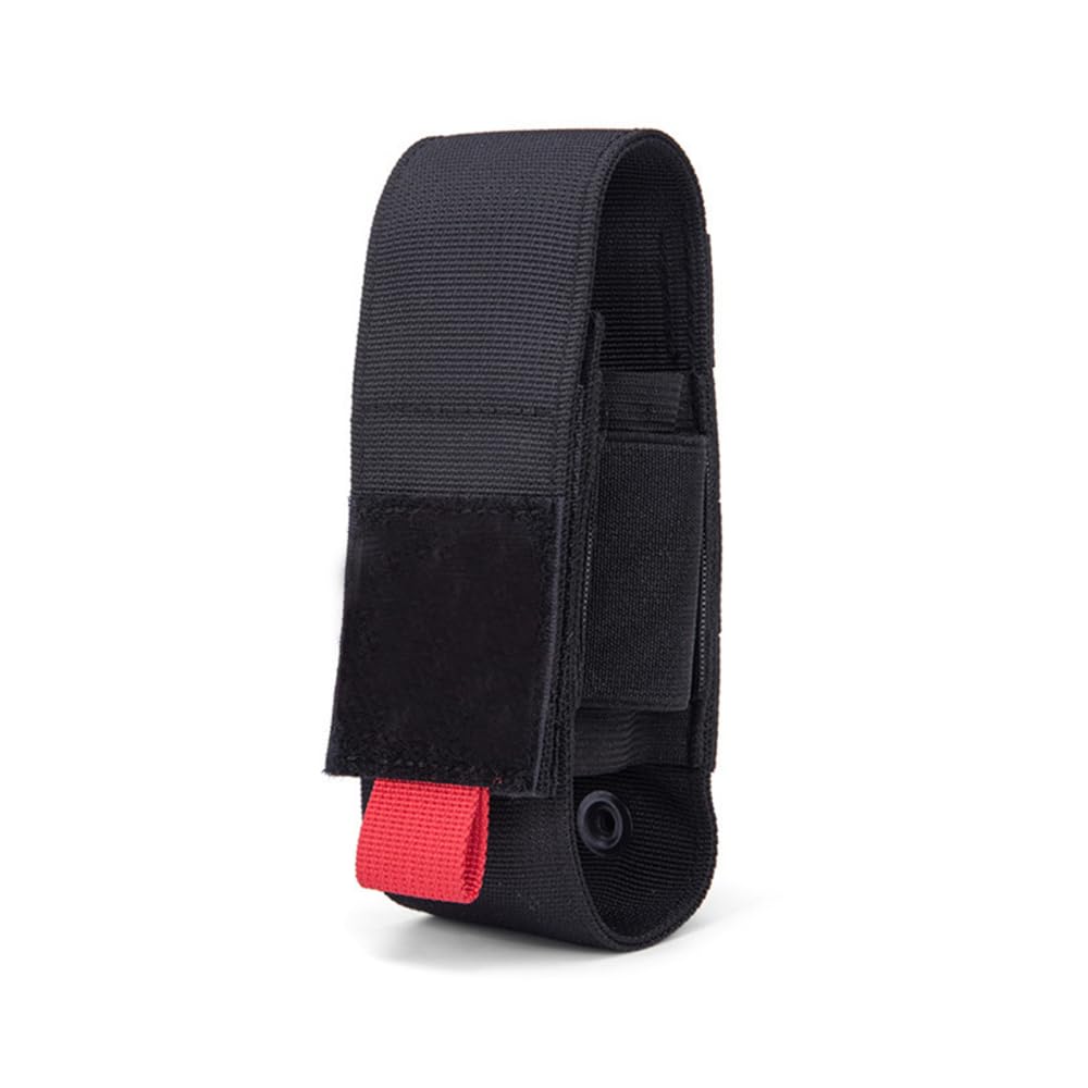 Molle Flashlight Holster, Torch Holder with Side Elastic Storage Tool Holder Pouch for Duty Belt Vest Chest Rig