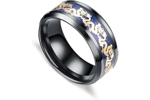 Fusamk Fashion Carbon Fiber Band Ring Stainless Steel Dragon Ring