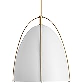 FookChak White Gold Pendant Light 3-Light Socket Large Pendant Light Fixture with Adjustable Pendant Rod 12in Dome Kitchen Pe