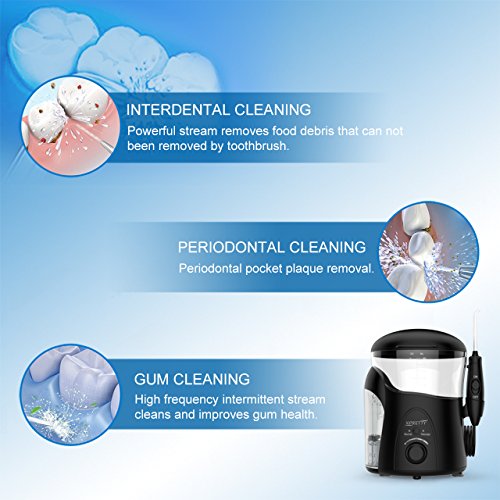 Water Flosser Teeth Cleaner, THZY 2019 Upgraded 600ML Electric Oral Irrigator Water Pick with 7 Interchangeable Nozzles For Braces, Implants, Bridges, Global Voltage Black - Thumbnail 2