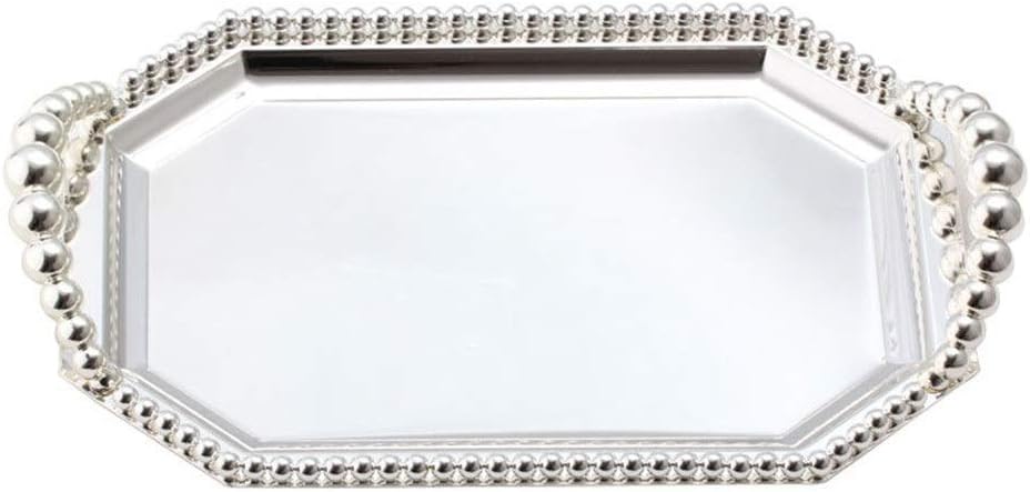 Dessert Serving Tray Tray Stylish Plated Gold Silver Storage Tray Dish Plate Tea Tray Fruit Trays Cosmetics Jewelry Organizer Dessert Plates (Color : Silver, Size : Diameter31.8cm)