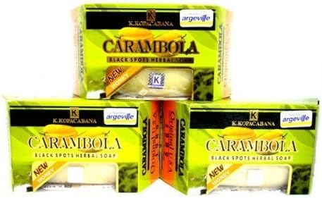 Beauty Set : 3 Argeville Carambola Plus Honey Anti-acne Wrinkles Black Spots Herbal Soap Bar Amazing of Thailand [Free Facial Hair Epicare Spring A1Remover] X307