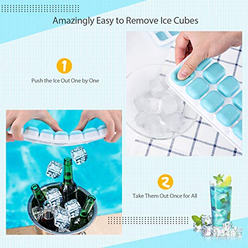 Ice Cube Trays 3 Packs Silicone Ice Cube Trays with Lids Easy Release Ice Trays Flexible BPA Free Stackable Ice Cube Trays