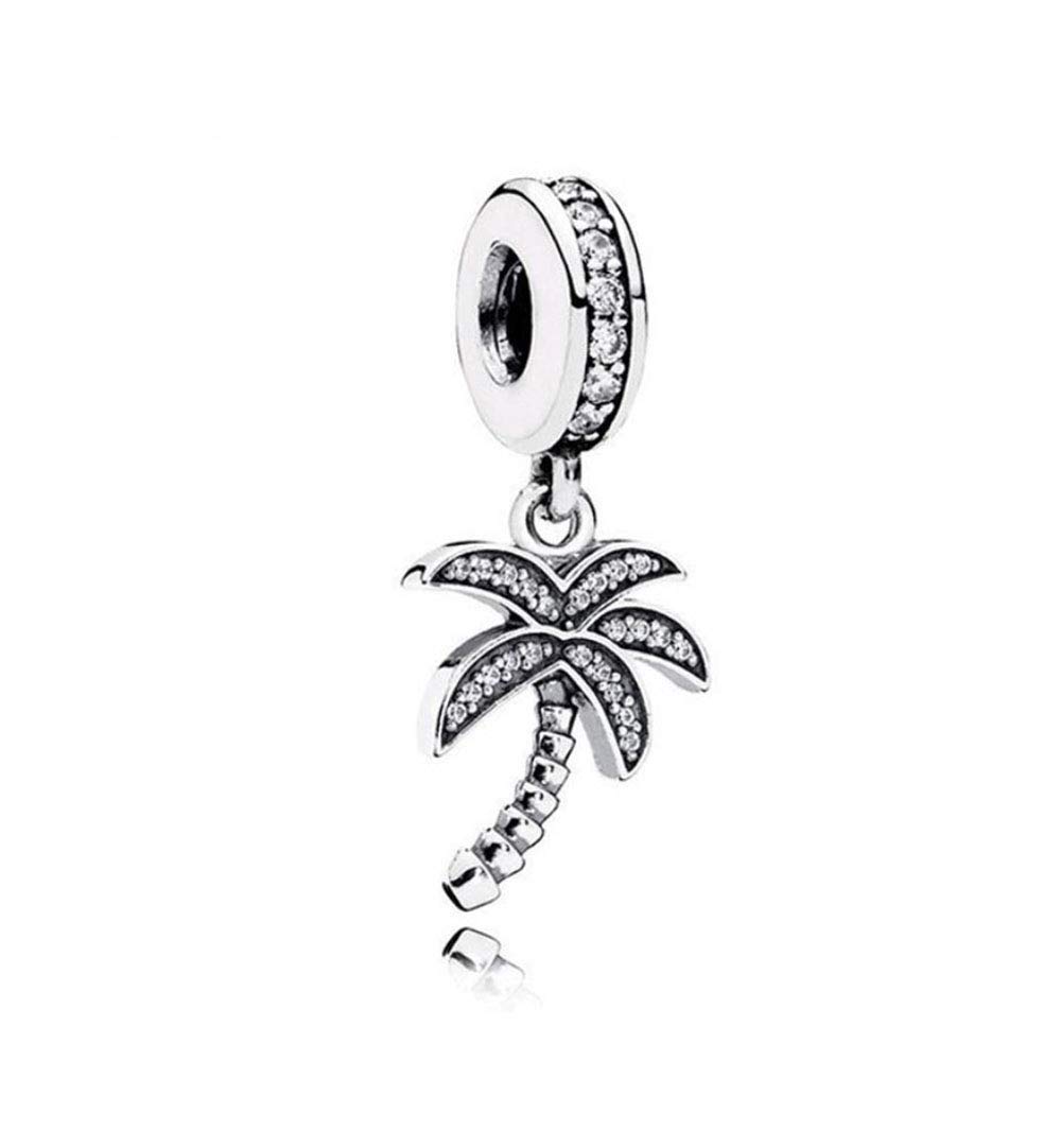 FGT Palm Tree Dangle Charm Compatible with Pandora Bracelets Necklaces Pendants Hawaii Beach Vacation Women Sister Mum Family Birthday