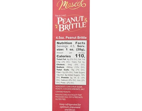 PEANUT BRITTLE CANDY, THIN AND CRISPY HOLIDAY SNACK 4.5 OZ