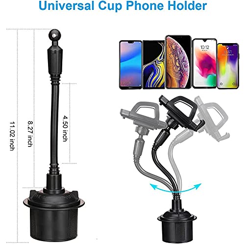 Cup Holder Phone Mount, Cup Phone Holder for Car, Phone Cup Holder for Car 360 Degrees Rotation Car Cradle for iPhone 12 Pro/11 Pro Max/XS/XR/X/8/7, Samsung Galaxy, Moto, etc.