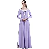 daizbella Women's Medieval Renaissance Costume Historical Retro Lace-up Dress Full Set for Role Play Party Halloween