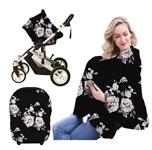 Nursing Breastfeeding Cover Scarf-Organic Cotton Baby Car Seat Canopy, Shopping Cart, Stroller, Car seat Covers by Metplus