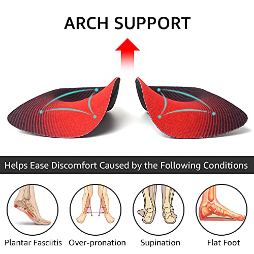Dr. Foot\'s 3/4 Length Orthotic Insoles, High Arch Support Inserts for Flat Feet Plantar Fasciitis Over-Pronation and Foot Pain (Medium (Men\'s 6.5-8.5 / Women\'s 7.5-9.5))