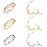 OLYCRAFT 6Pcs 3 Colors 19x9.5mm Brass Enhancer Shortener Clasps Designed for 7.1mm Bead Necklace Shortener Clasp Cubic Zirconia CZ Diamond Connector Peanut Shorteners Pearl Enhancer Click Clasp