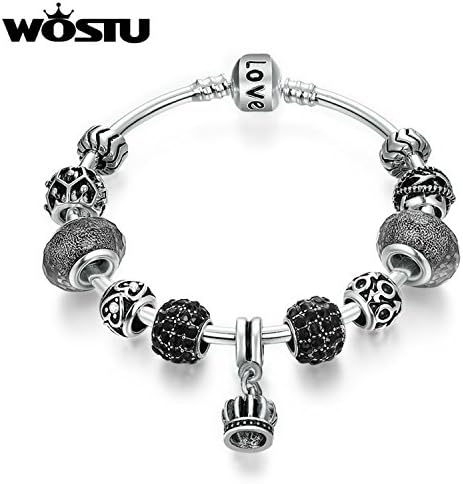 Dudee Jewelry Vintage FLown Black Charms Bangle For Women Silver DIY Beads Fit Original Bracelet Jewelry Gift FB3091