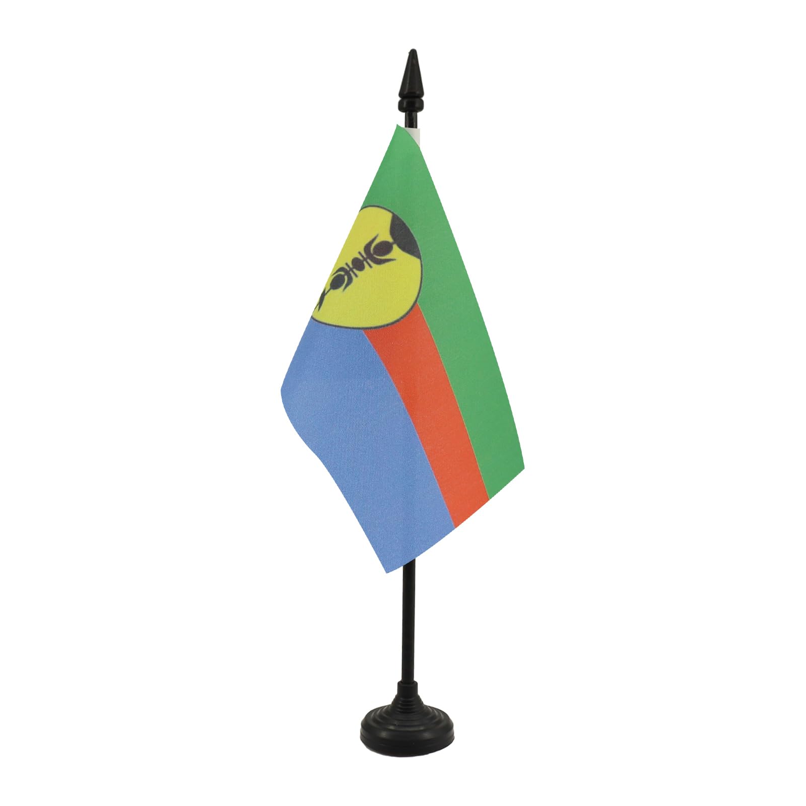 AZ FLAG - New Caledonia Table Flag 4'' x 6'' - New Caledonian Office Mini Banner 100% Polyester 15 x 10 cm - Mini Desk Flag with 10'' Pole and Black Plastic Base
