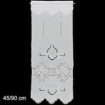 Fensterdeko m. Überhang Gardine Hossner | 110x45 cm H/B | weiß | 100 % Baumwolle