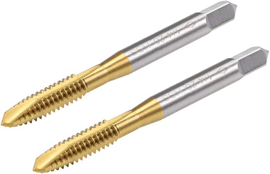 Amazon Com Uxcell Spiral Point Plug Threading Tap Unc 1 4 Thread Ground Threads H2 3 Flutes High Speed Steel Hss 6542 Titanium Coated Round Shank With Square End 2pcs Home Improvement