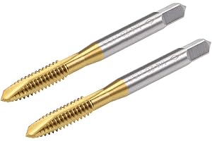 uxcell Spiral Point Plug Threading Tap UNC 1/4-20 Thread, Ground Threads H2 3 Flutes, High Speed Steel HSS 6542, Titanium Coa