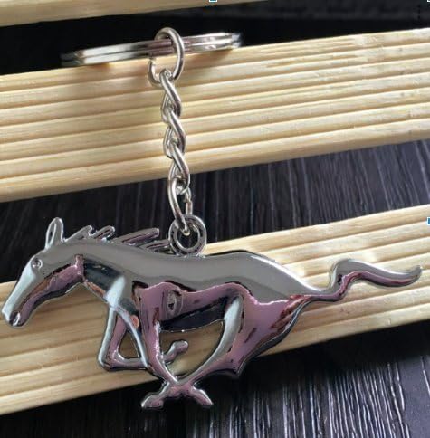 Silver Alloy Car Emblem Logo Keychain Key Chain Keyring Key Ring for Lexus Toyota GTR Ferrari Lamborghini Honda Audi BMW Mercedes Mazda Subaru Nissan Mustang Volkswagen (For Mustang)