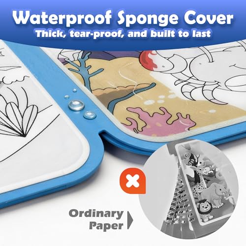 SAMZX Reusable Water Coloring Books for Toddlers 1-3, 4 Pack Magic Water Painting Book for Mess-Free Coloring, Travel Activity Toys & Educational Learning Kits Gifts for Kids Boys Girls Ages 3+