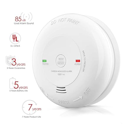 Carbon Monoxide Alarm Detector Battery Powered CO Alarm with UL Listed, Japanese Figaro Sensors CO Alert, Battery Included