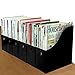 Evelots Magazine File Holder - Set of 6 Black - Office Desk Organizer - Sturdy Cardboard - New Upgraded Double Front Panel for More Stability - Full 4 Inch Wide - Easy Assemble