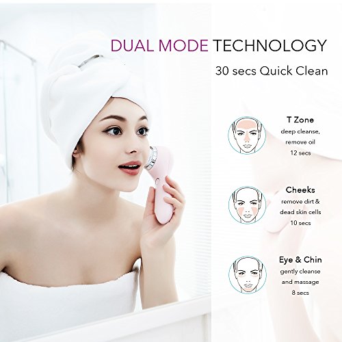 Sonic Facial Brush CosBeauty Waterproof Wireless Face Cleansing Brush System for Deep Cleaning Facial Massager for Sensitive Skin,3 Speeds Blackhead Remover (Navy Blue)