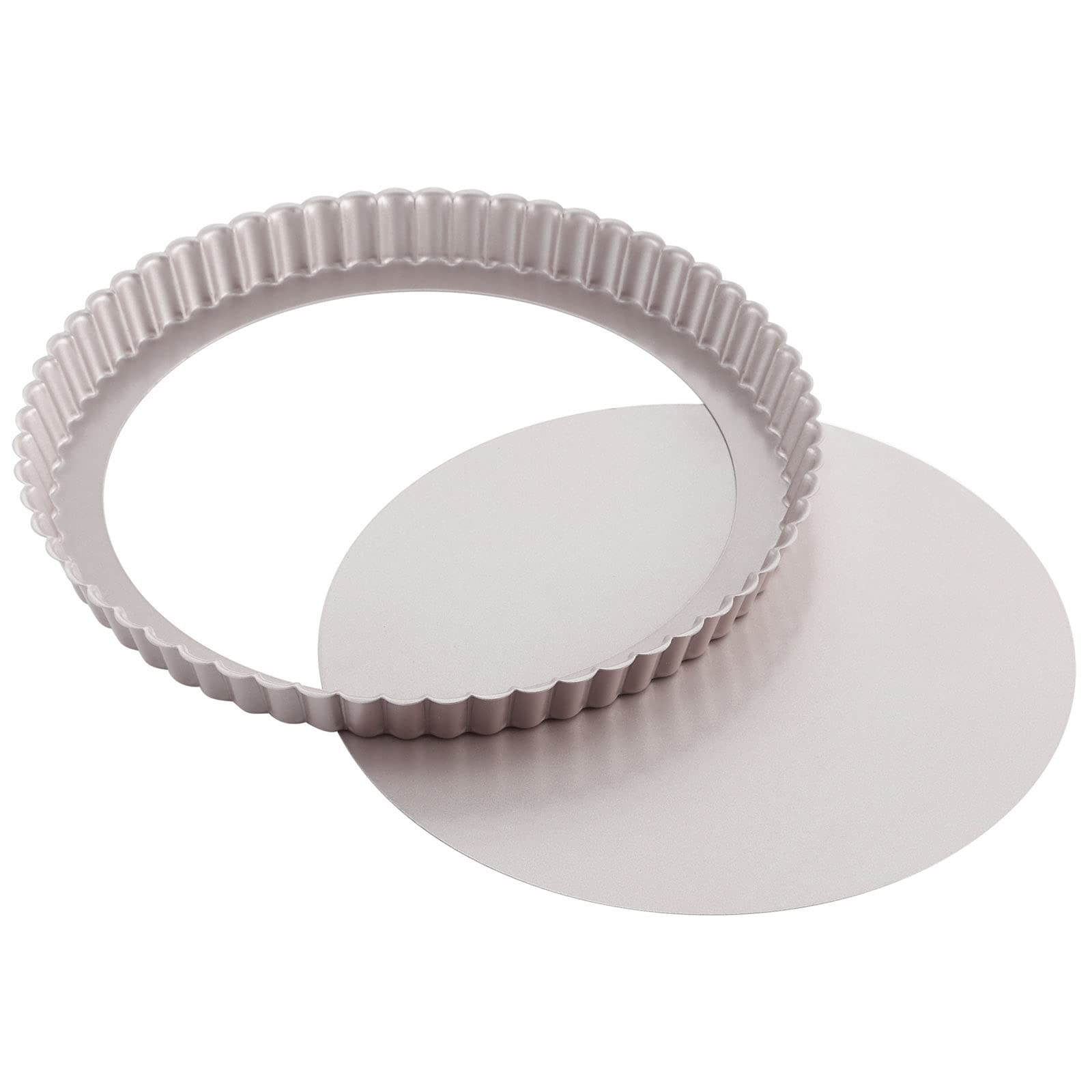 CHEFMADE 11-Inch Round Tart Pan with Removable Loose Bottom, Non-Stick Carbon Steel Quiche Pan for Oven Baking (Champagne Gold)