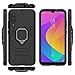 BestAlice for Xiaomi Mi A3 / CC9E Case, Hybrid Heavy Duty Protection Shockproof Defender Kickstand Armor Case Cover Tempered Glass Screen Protector，Black