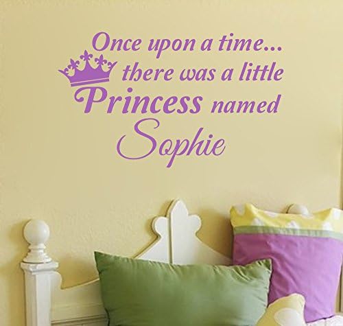 Once Upon a Time, There Was a Princess Named... (with crown) Personalized Wall Decal (Lavender, 37"w x 22"h)