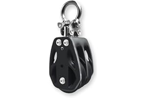 RiaYer 35mm Double Sheave Fixed Head Sailing Block, Marine Pulley Block with T316 Stainless Steel & PA6.6 Nylon, 1800 lbs WLL, Fits 5/16"(7.5mm) Line - Boat Block for Yachts-HL002