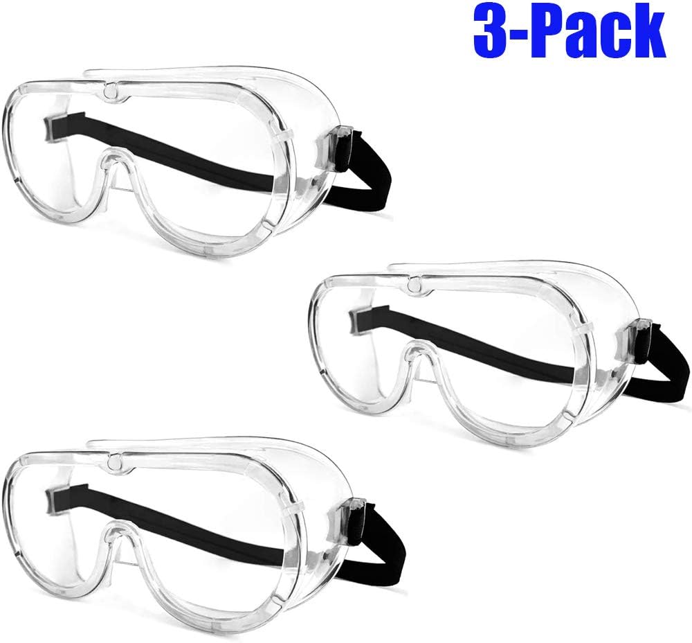 Orsen safety goggles full vision goggles anti-fog anti-saliva eye protection goggles transparent goggles grinding glasses for spectacle wearers laboratory doctor chemistry adult children (3 Pack)