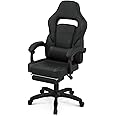 Athena Collection Gaming Chair, Ergonomic Gaming Chair with Footrest & Lumbar Support, Height Adjustable Swivel Computer Chair Office Chair for Kids Adults(Black)
