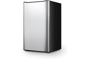 OOTDAY Silver Upright freezer 3.6 Cu.ft, Compact Mini Freezer with 3 Adjustable Thermostat, Reversible Stainless Steel Door, Quiet Stand Up Freezer for Bedroom