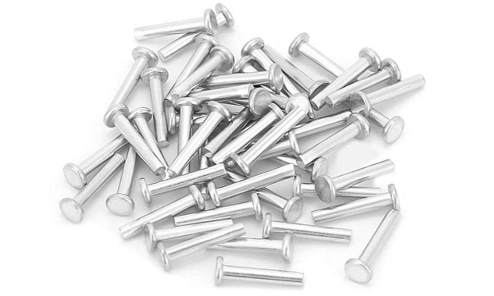 350Pcs M4 Flat Head Solid Rivet Assortment Kit, M4 x 4/6/8/10/12/16/20 in, M4 Aluminum Solid Rivets with Storage Box