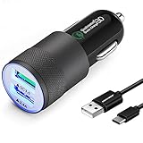 Rapid USB C Car Charger Compatible Samsung Galaxy S10 Plus/S10/ S8/S8 Plus/S9/S9 Plus/Note 9/8, LG V40/V30/V20/G6/G5, HTC 10/U11 with Quick Charge 3.0 Fast Charging Port