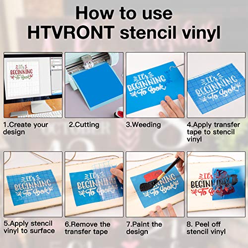 HTVRONT Stencil Vinyl 12” x 50 FT Light Blue Adhesive Stencil Vinyl
