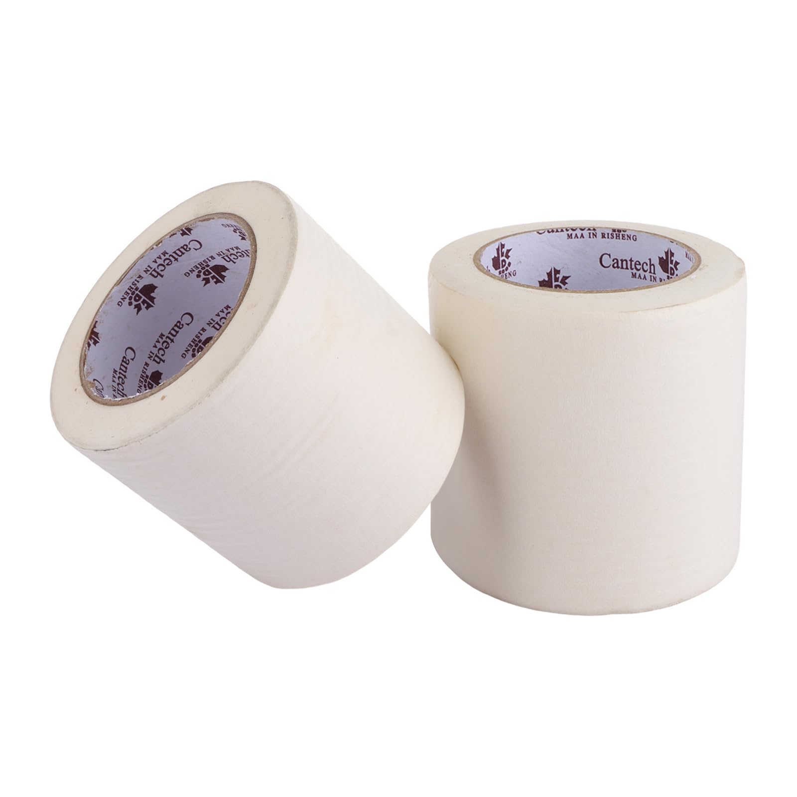 GBACHOOSE 2 Roll Masking Tape, 100mm x 50m Multi Purpose Masking Tape, 4”Wide Painters Tape Cream for Painting, Decorating and DIY